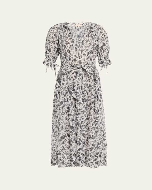 Selena Puff-Sleeve Maxi Dress Coverup